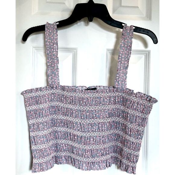 FRENCH CONNECTION - NWT - L XL Smocked Cotton Cropped Tank/Forget Me Not Multi - Picture 5 of 15